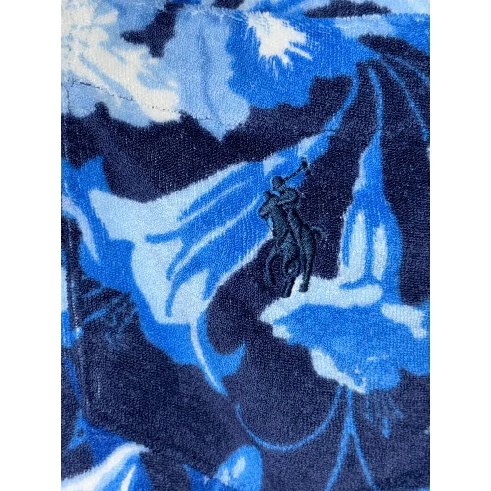 Polo Ralph Lauren Men's Camp Shirt Slim Fit Floral Blue Button Pocket Medium